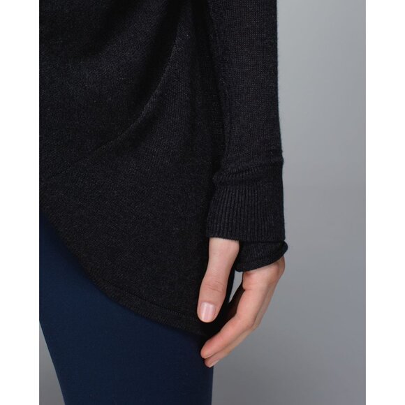 LULULEMON Twist & Wrap Sweater Heathered Black sz L Women's - Picture 4 of 10